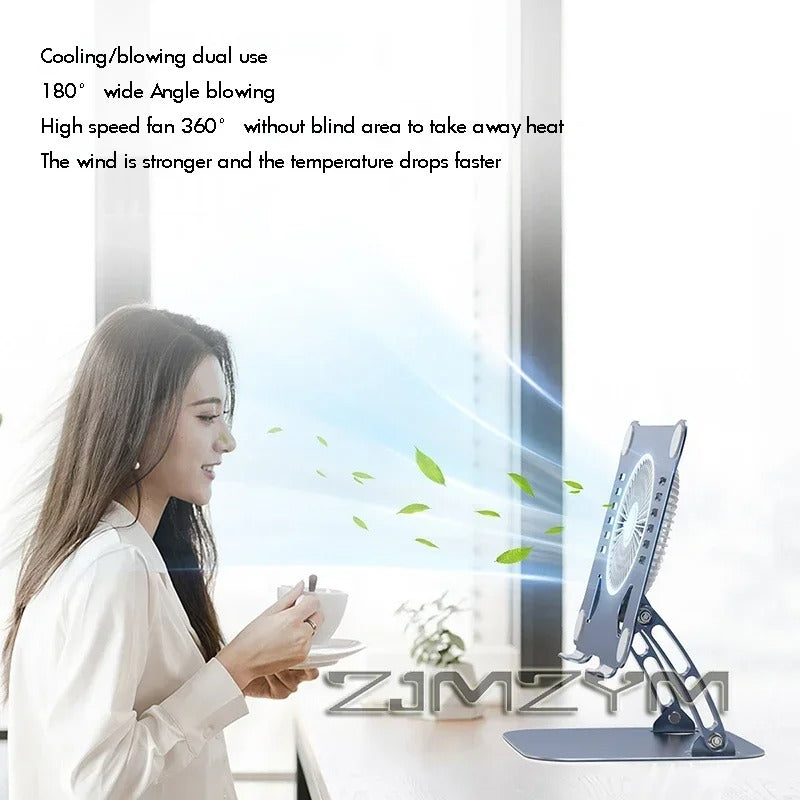 Aluminum Laptop Stand with Cooling Fan Ergonomic Notebook Foldable Cooler Laptop Adjustable Aluminum Laptop Stand
