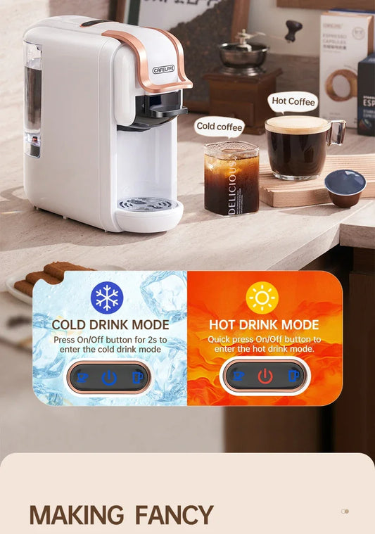 MK-603 Smart Capsule Coffee Machine, High Quality 4 in1 Automatic 5-10 Cup 19Bar Electric 600ml/20.29oz Water Tank, Italian Pump