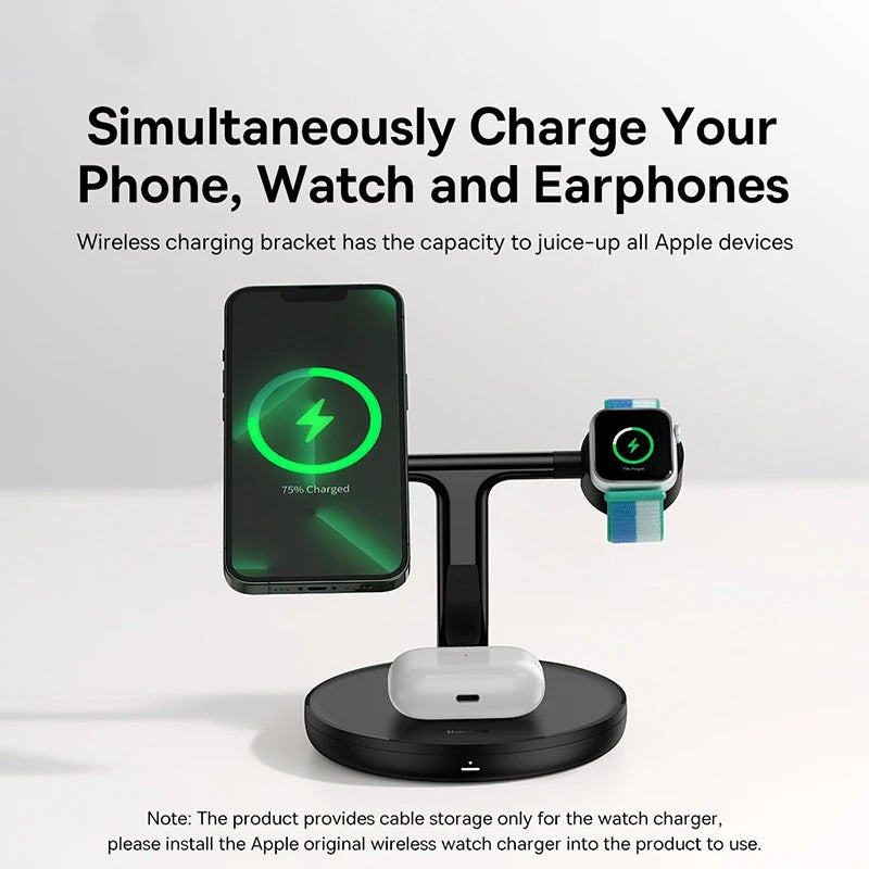 Baseus 3 in 1 20W Magnetic Wireless Charger Stand For Phone iPhone 15 14 Pro Airpods Apple Watch Fast Charging Station Holder