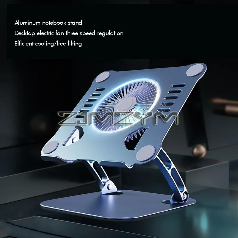 Aluminum Laptop Stand with Cooling Fan Ergonomic Notebook Foldable Cooler Laptop Adjustable Aluminum Laptop Stand