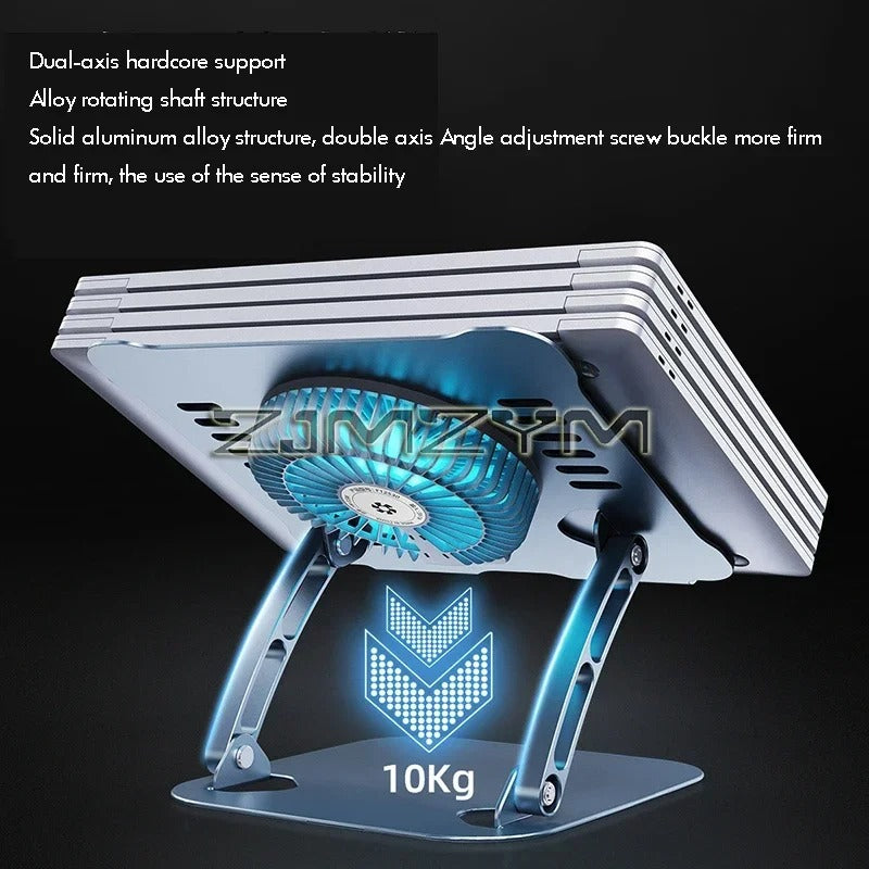 Aluminum Laptop Stand with Cooling Fan Ergonomic Notebook Foldable Cooler Laptop Adjustable Aluminum Laptop Stand